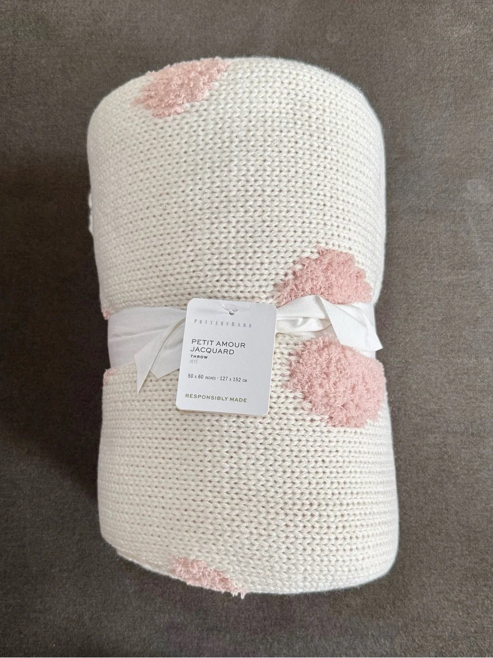 Pottery Barn Petit Amour Knit Jacquard Throw